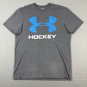 Under Armour ‎ Hockey T Shirt Men's Size Medium Loose Gray Heat Gear